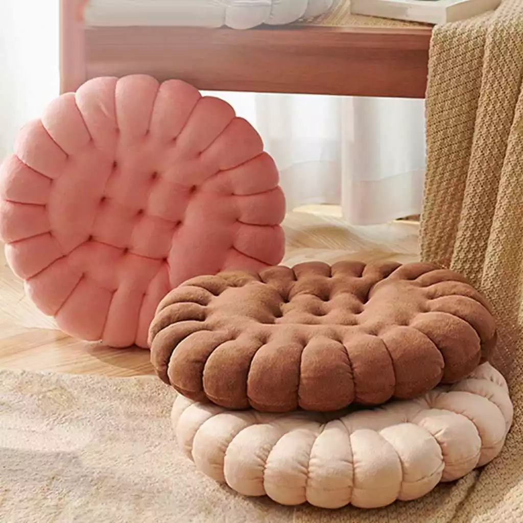 Bantal Duduk Biskuit Bulat Bantal Sofa Alas Duduk Bentuk Biskuit Bahan Plush