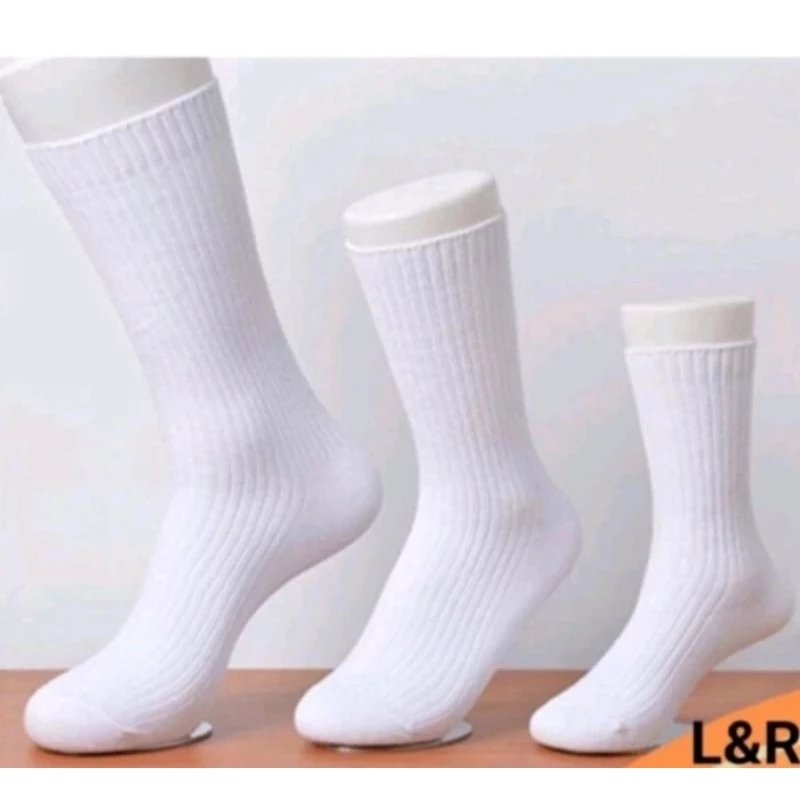 [ISI 6 PASANG] KAOS KAKI SEKOLAH PUTIH POLOS PANJANG UKURAN SD-SMP-SMA