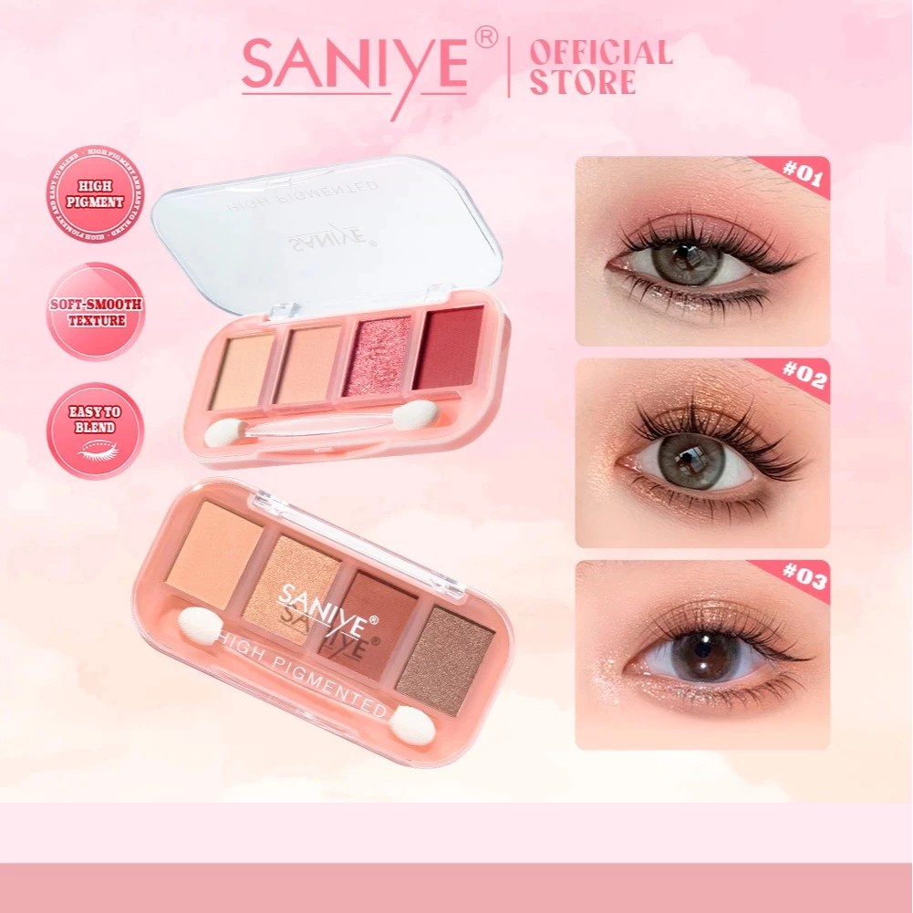 SANIYE 4 Warna Eyeshadow Glitter Palet Eye Shadow Mata Menarik Kosmetik E0459