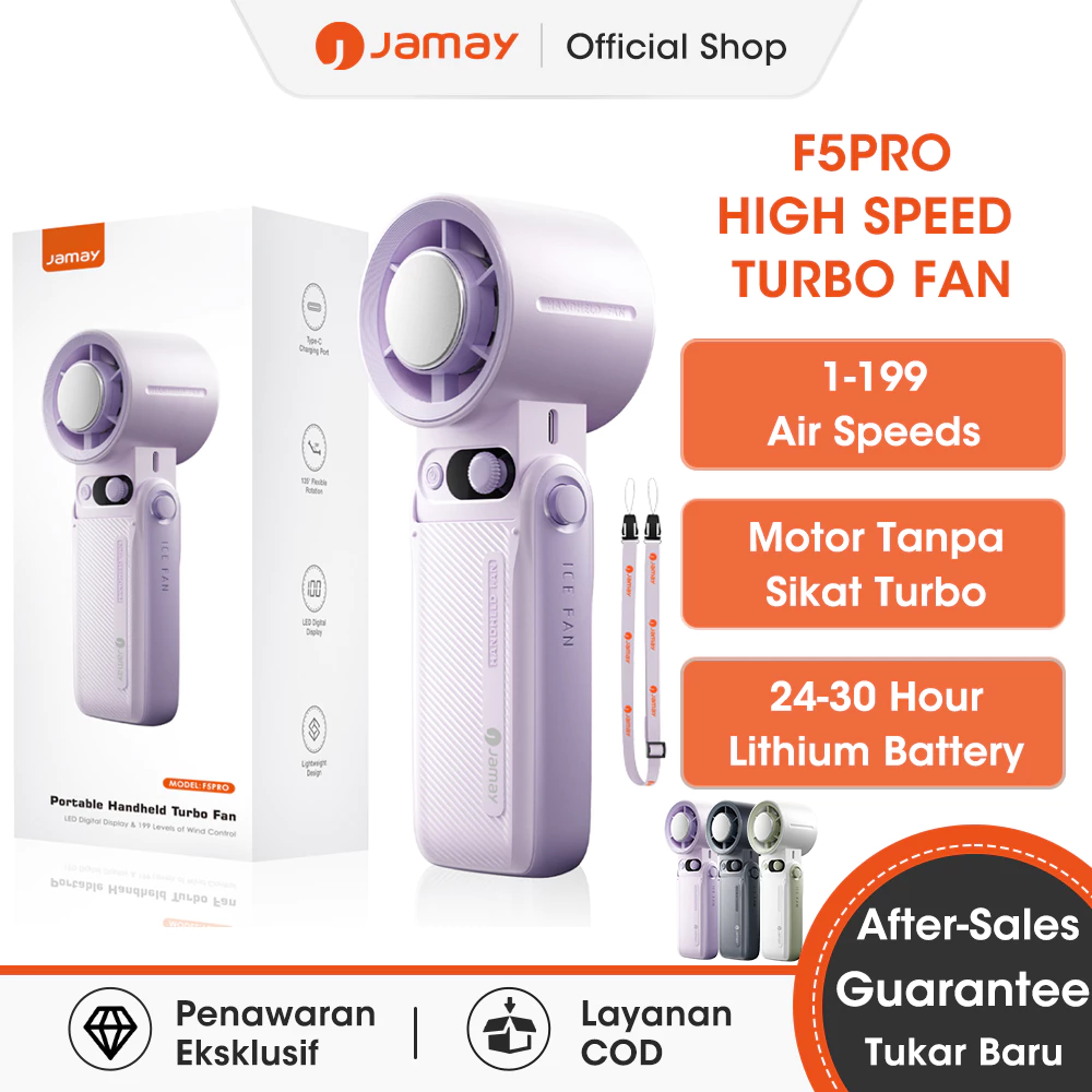 Jamay Kipas Angin Portable Mini Dapat Dilipat Kipas Kencang Strong Wind 199 Gear Wind Speed Kipas Angin Turbo Fan Digital Display Adjustable Kipas Tangan High-Speed Kipas Portabel Untuk Olahraga Luar Ruangan Dan Pendinginan Cepat F5PRO