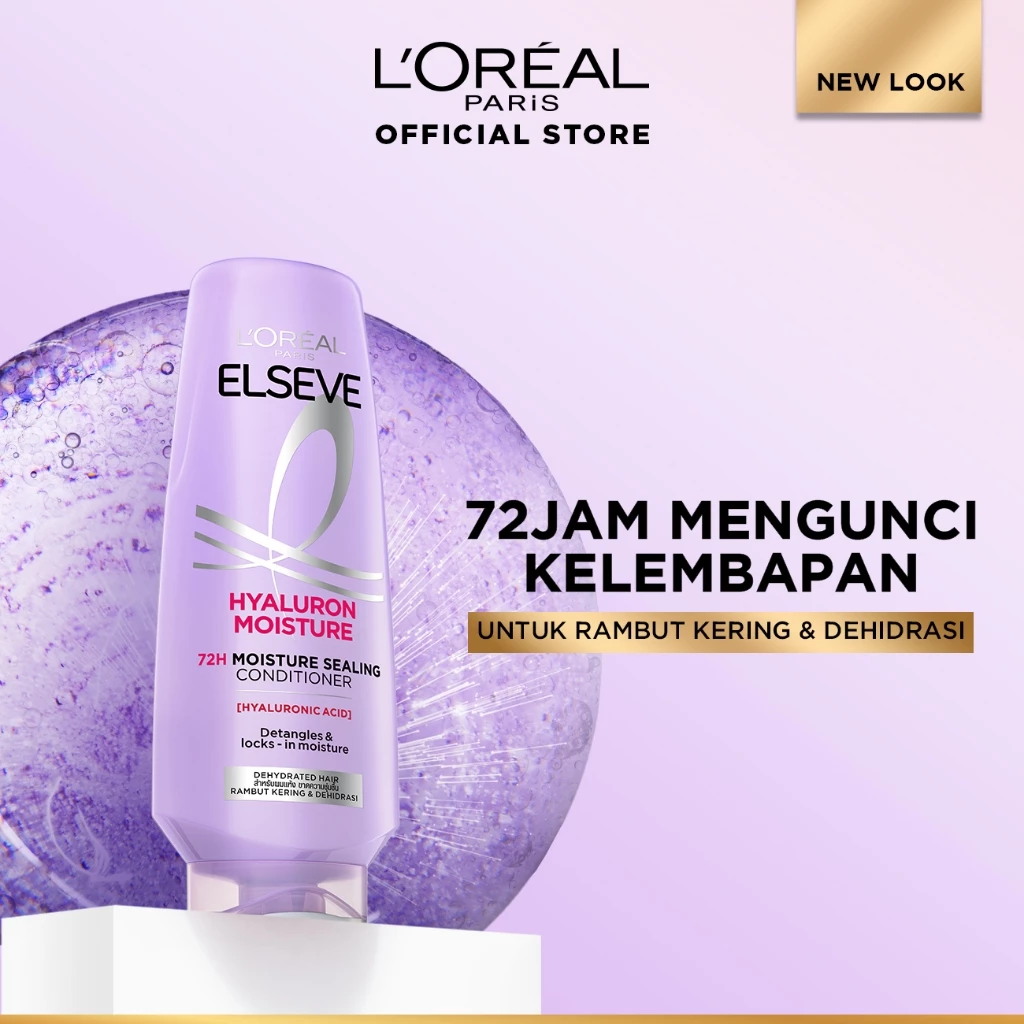 L’Oréal Paris Elseve Hyaluron Moisture Conditioner - Mengandung Hyaluronic Acid 72 Jam Mengunci Hidrasi Rambut - 4X Lebih Lembut, Rambut Terurai Indah dan Tidak Lepek 265