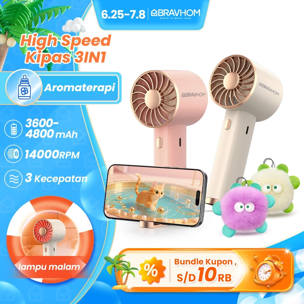 BRAVHOM Kipas Angin Mini 3IN1 Powerbank Aromaterapi 3 kecepatan Kipas Angin Portable dan Lampu FN16