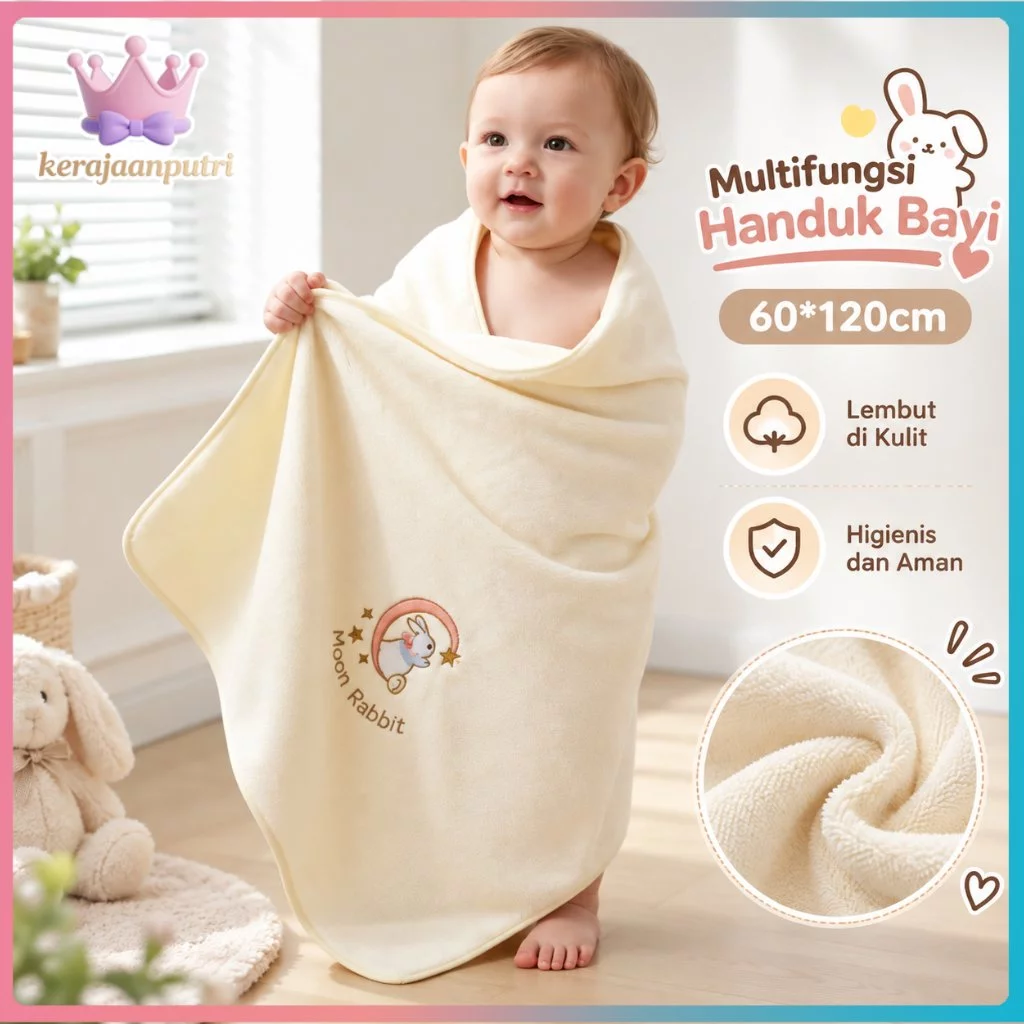 Handuk Mandi Bayi Baru Lahir Lembut Daya Serap Air Baik Multifungsi Hadiah Bayi