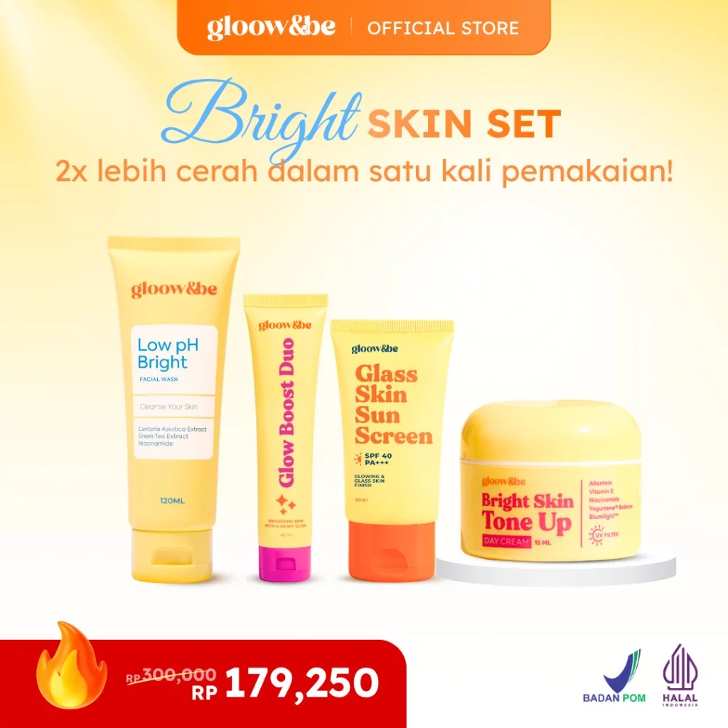 [SUPER HEMAT BUY3GET4] Gloow&be Low pH Bright Facial Wash + Glass Skin Sunscreen + Bright Skin Tone-Up Day Cream + Glow Boost Duo Moisturizer