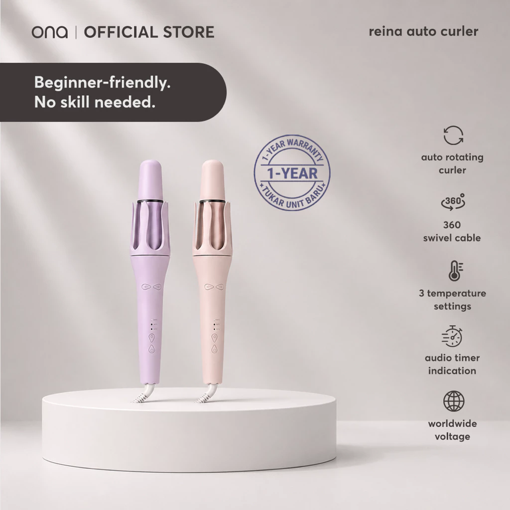 ONA [Reina] Hair Auto Curler Catokan Rambut Curly Keriting Otomatis Garansi Tukar Unit Baru 45Watt