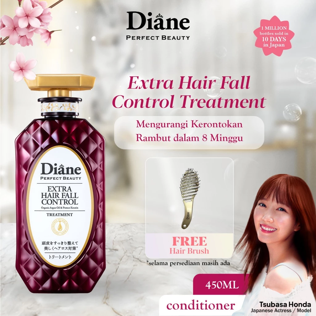 Diane Extra Hair Fall Control Treatment / Conditioner 450ml (Made in Japan) FREE Sisir Gold