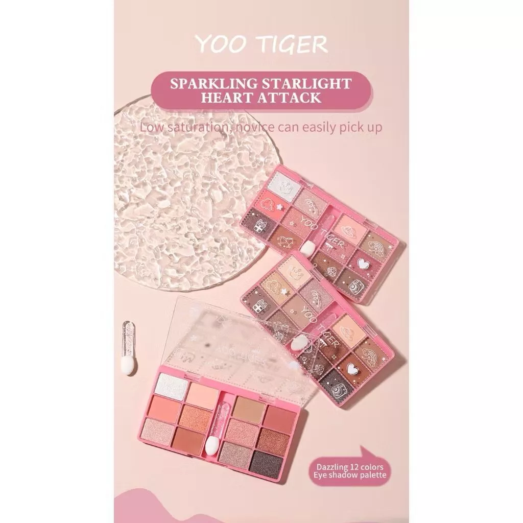 Yoo Tiger Eyeshadow Palette 12 Warna Pretty Looks Korean Waterproof 9106