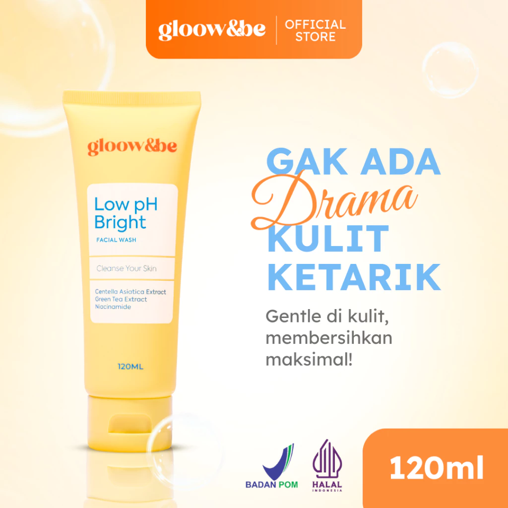 [GENTLE LOW PH!] Gloow&be Low PH Bright Facial Wash | Facial Wash | Sabun Cuci Muka | Cleanser Wajah | Skincare Basic| pH Balance| | Untuk Kulit Berminyak / Kombinasi |Gentle Clean