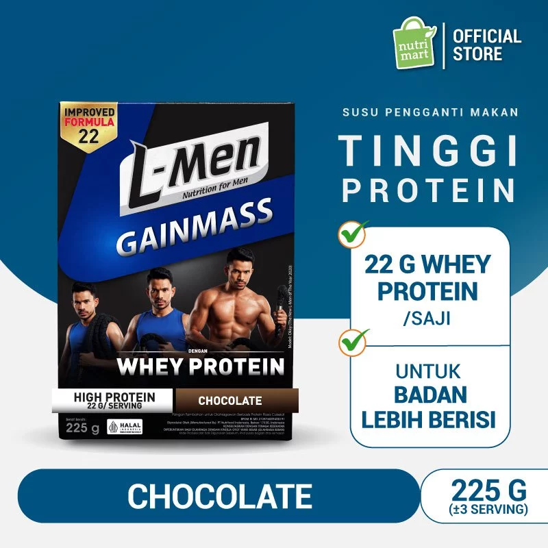 Suplemen Gain Mass Cokelat untuk Tambah Asupan Protein! L-Men 225gr