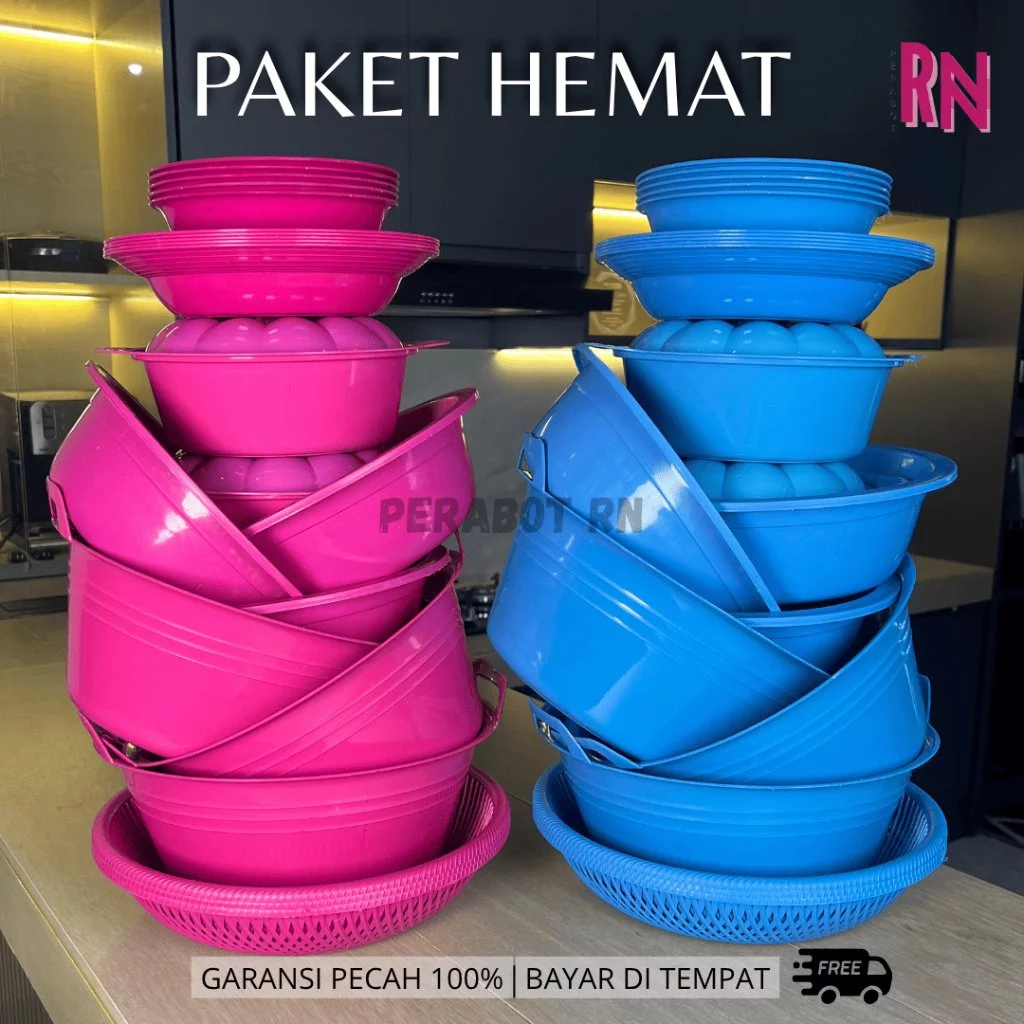 (21 PCS) Paket Lengkap Peralatan Dapur Rumah Tangga / Perabotan Dapur Murah Meriah - Wakul Buah, Basi Sayur, Bak Kuping, Mangkok, Piring