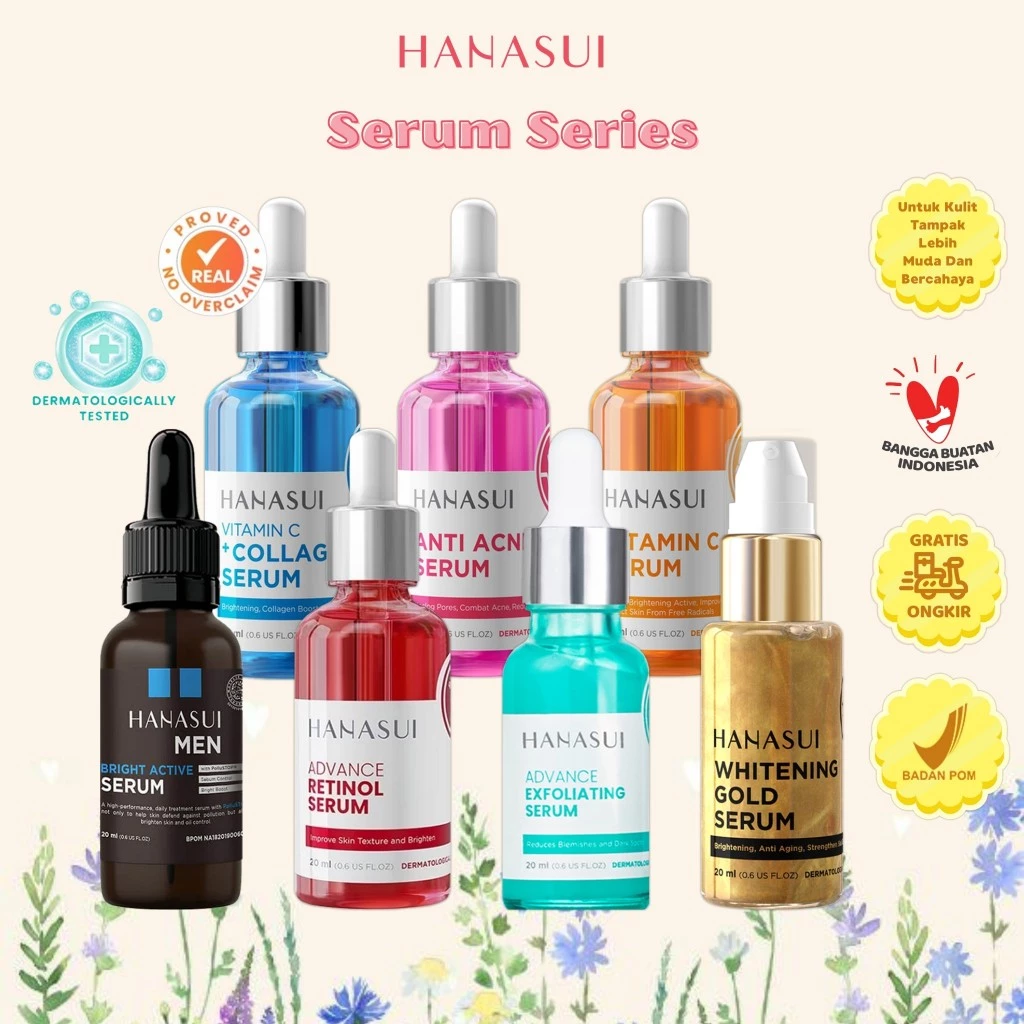 HANASUI Serum - Whitening Gold | Anti Acne | Vitamin C | Men Bright | Advance Retinol | Advance Exfoliating