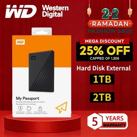 Western Digital Harddisk External MyPassport Ultra HDD Portable 1TB 2TB USB 3.0