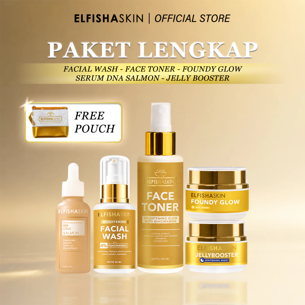 Elfisha Skin - Paket Lengkap Glowing Perawatan Wajah Kusam, Membersihkan Kotoran, Mencerahkan Wajah Mengencangkan Muka