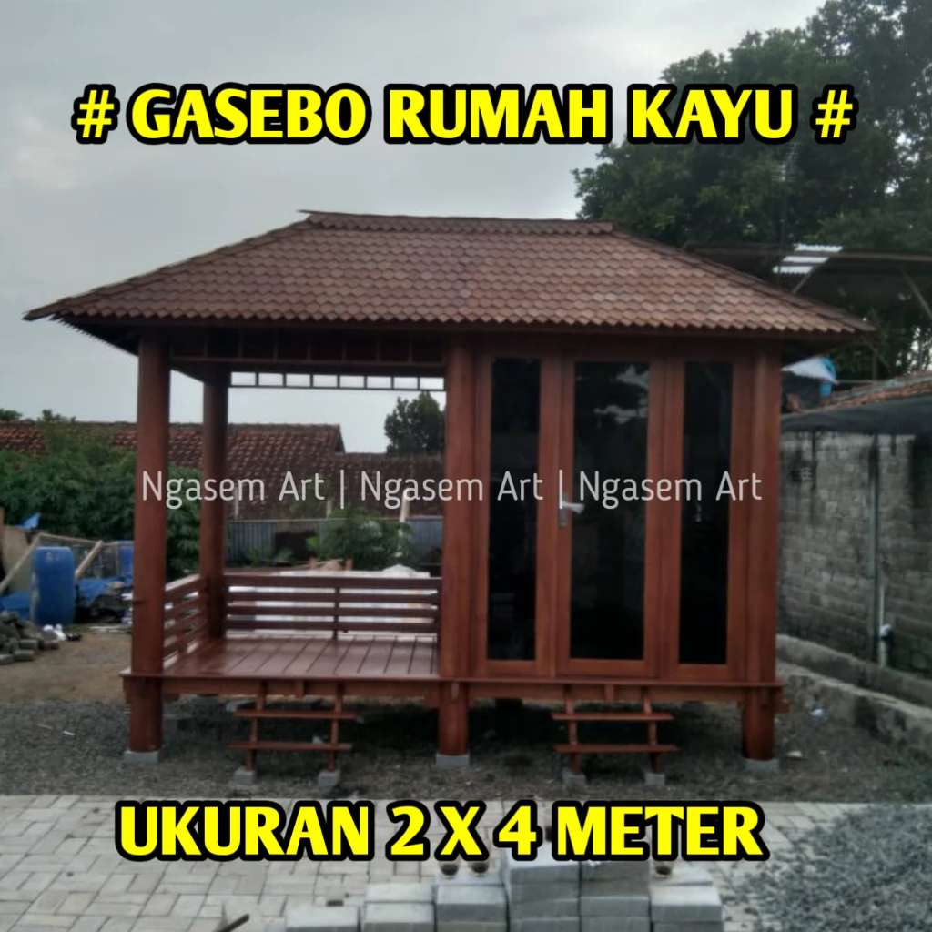 KATALOG GASEBO RUMAH KAYU UKURAN 2 METER X 4 METER