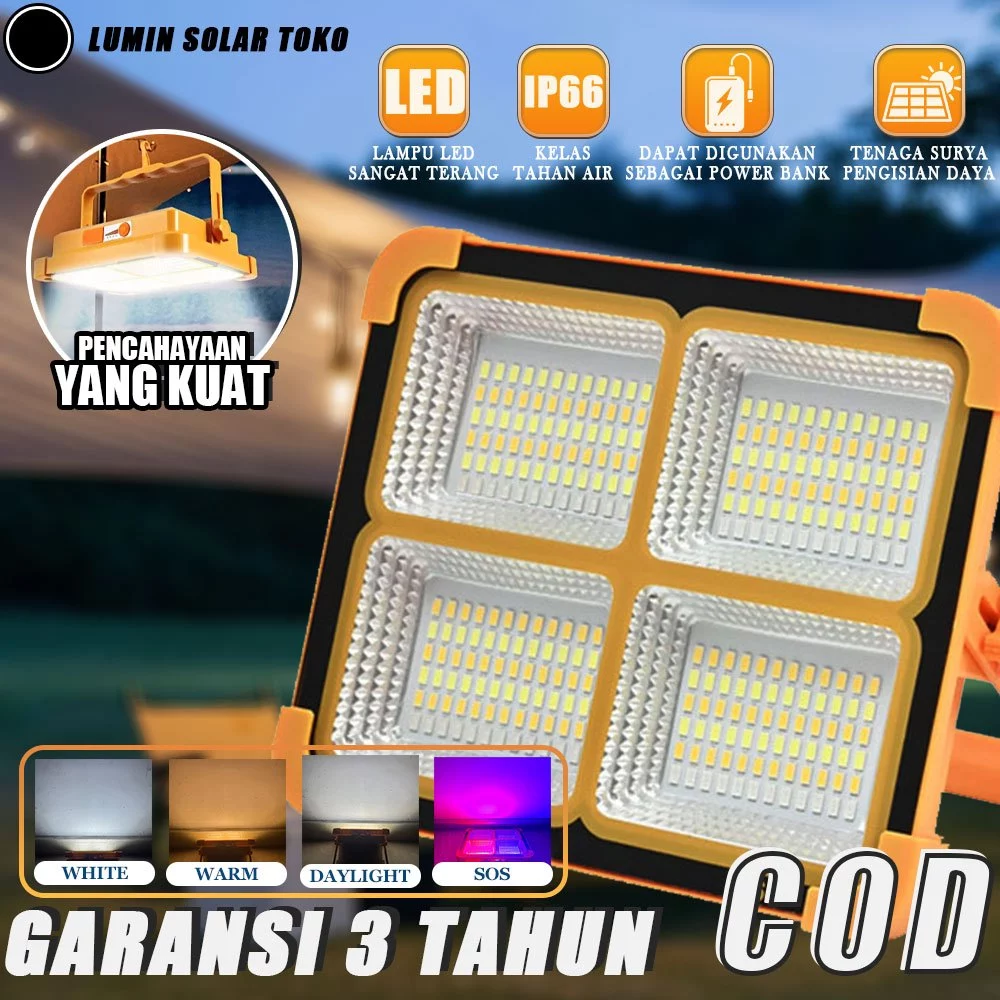 Cahaya Kuat Lampu LED Darurat Tenaga Surya 5000W untuk Luar Ruangan, Tahan Air IP66, Lampu Darurat Tenaga Surya Sepanjang Tahun