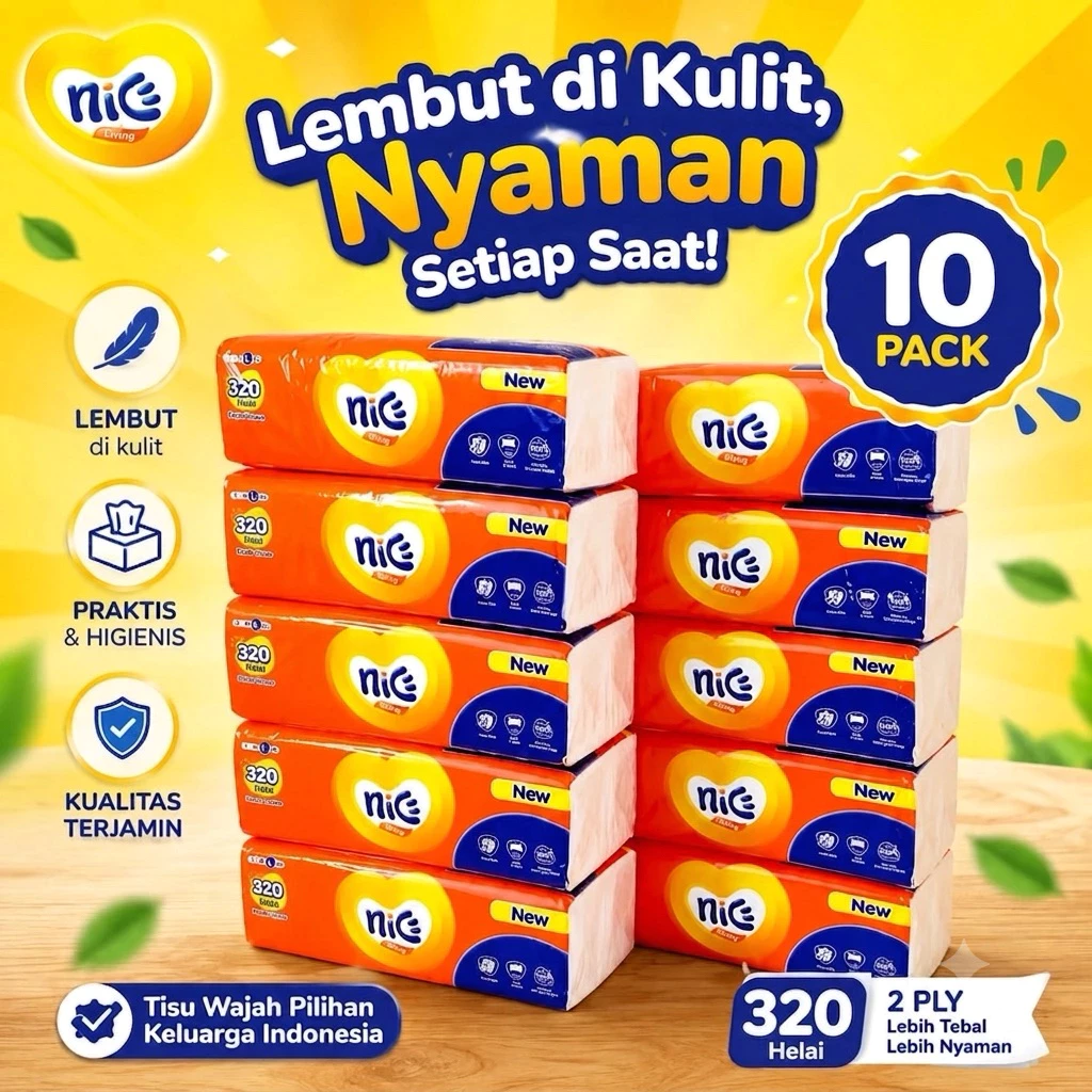 Paket 10 Pcs Tissue NICE 320 Helai Kemasan Baru
