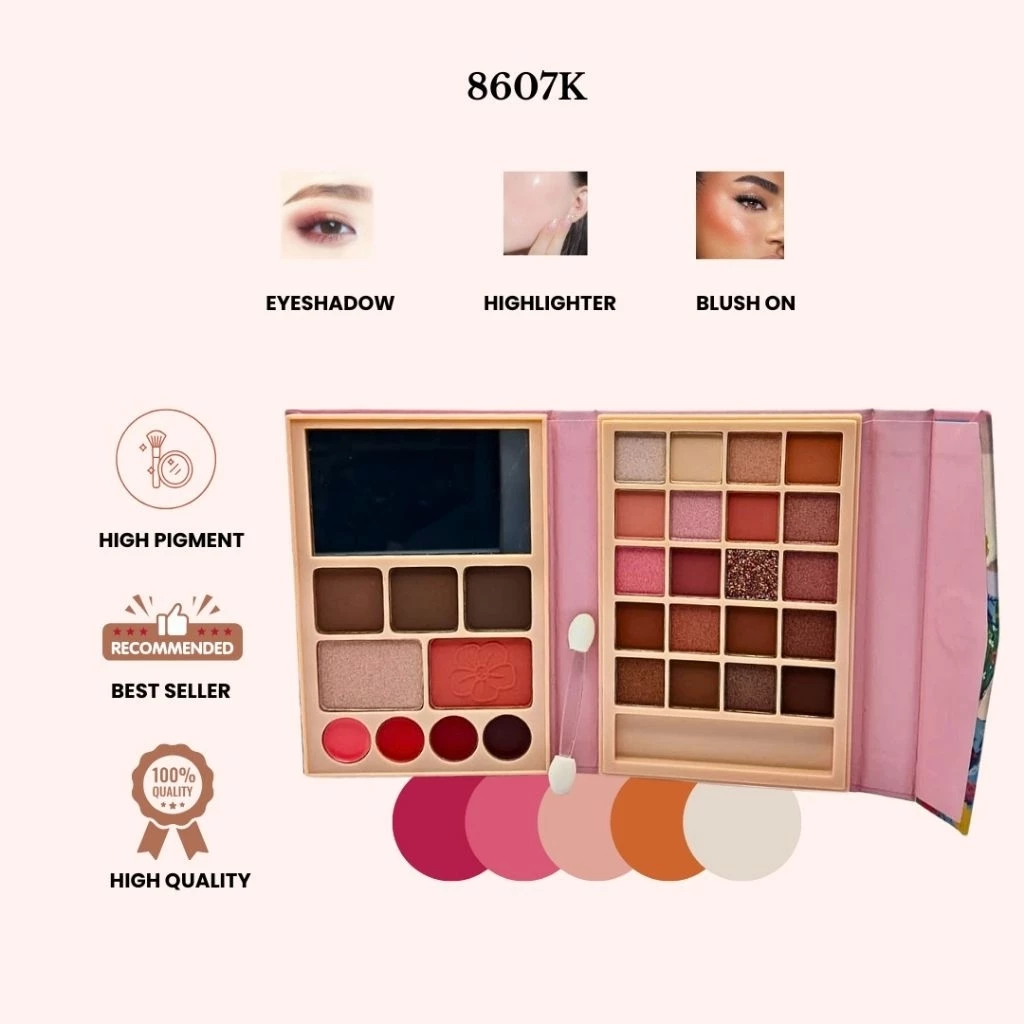 EYESHADOW+BLUSHER+HIGHLIGHTER MAKE UP PALLETE LENGKAP EYESEDOW FLOWER