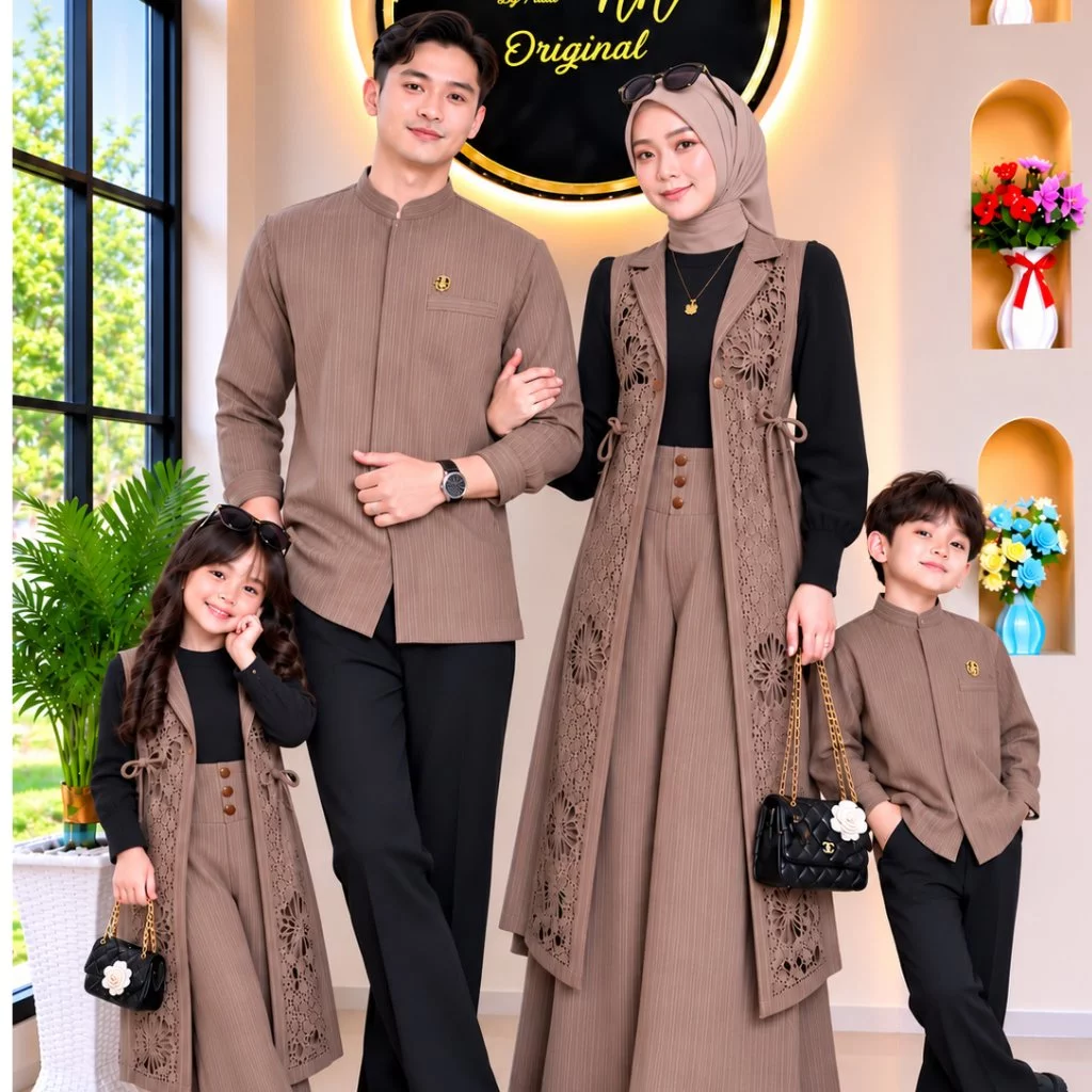 NK_Original, Baju Couple Serimbit Keluarga Setcel dan Koko IMELDA, Matt Katun Semiwool Mix Spandex