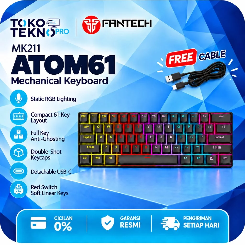 FANTECH Atom61 / Atom-61 MK211 Gaming Keyboard Wired Mechanical Static RGB
