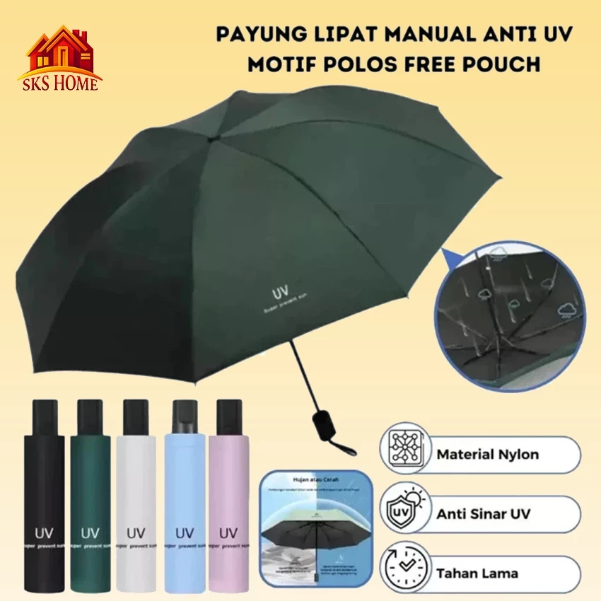 Payung Lipat Kecil Bonus Tas Payung Anti Uv Payung Lipat Manual Umbrella Mini Premium Terbaik Gratis Ongkir