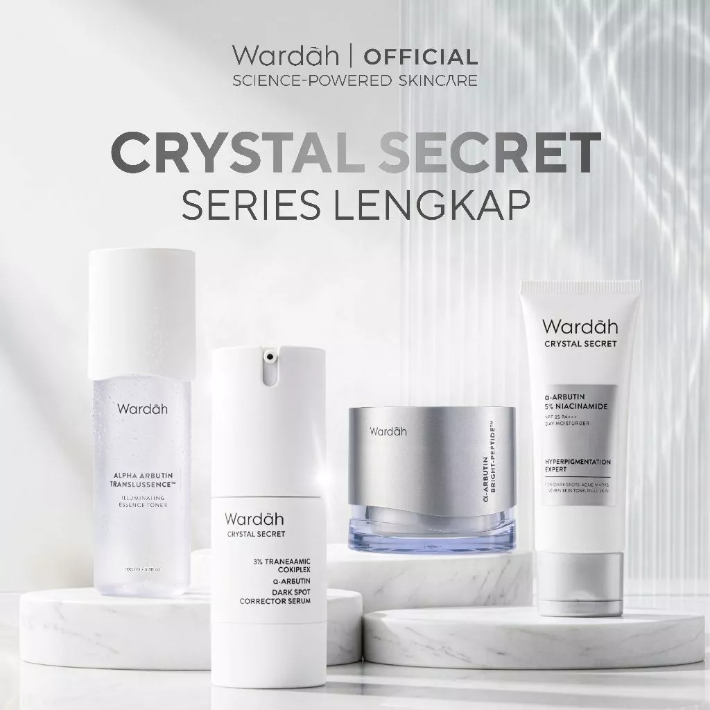 WARDAH Crystal Secret All Series Lengkap - Menyamarkan Flek dan Bekas Jerawat, Skin Barrier, Dark Spot Corrector, Cleanser, Toner, Serum, Moisturizer