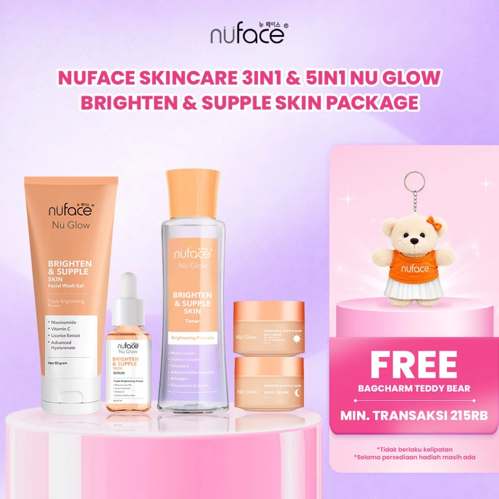 Nuface Skincare 3in1 & 5in1 Nu Glow Brighten & Supple Skin Package - Paket Skincare BPOM Mencerahkan
