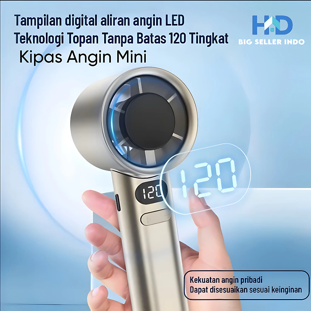 BS  Kipas Angin Portable Mini 120 Gear Wind Digital Display Desktop Fan Adjustable Turbo / Kipas Fan USB Mini untuk Olahraga Luar Ruangan Dan Pendinginan Cepat