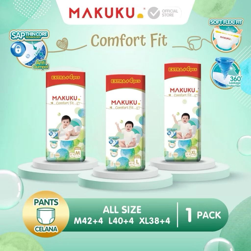 MAKUKU Air Diaper Diapers Comfort Fit SAP Size M42 L40 XL38 M L XL Isi 42 40 38 Popok Celana Pant Pants Bayi Baby Promo Murah Terlaris Anti Ruam Gumpal Termurah Murah Jumbo 40+4 +4 + 4 42+4 38+4 M42+4 L40+4 XL38+4 L44 M46 XL42 44 46 L58 M66 XL48 S38 S 38