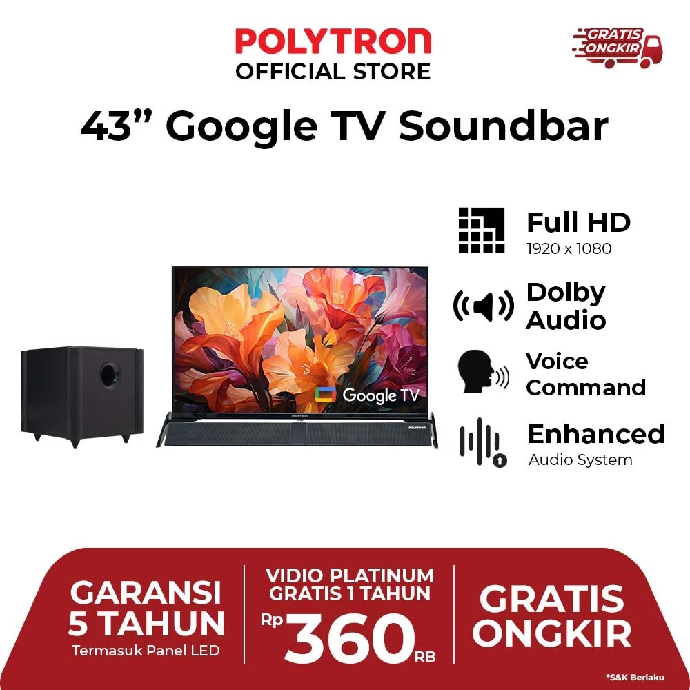 POLYTRON Smart Cinemax Google TV 43 inch PLD 43BG5058
