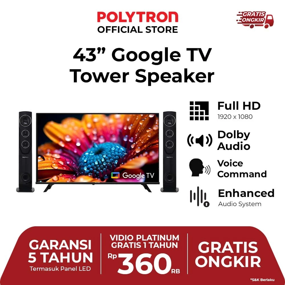 POLYTRON Smart Cinemax Google TV 43 inch PLD 43TG5055