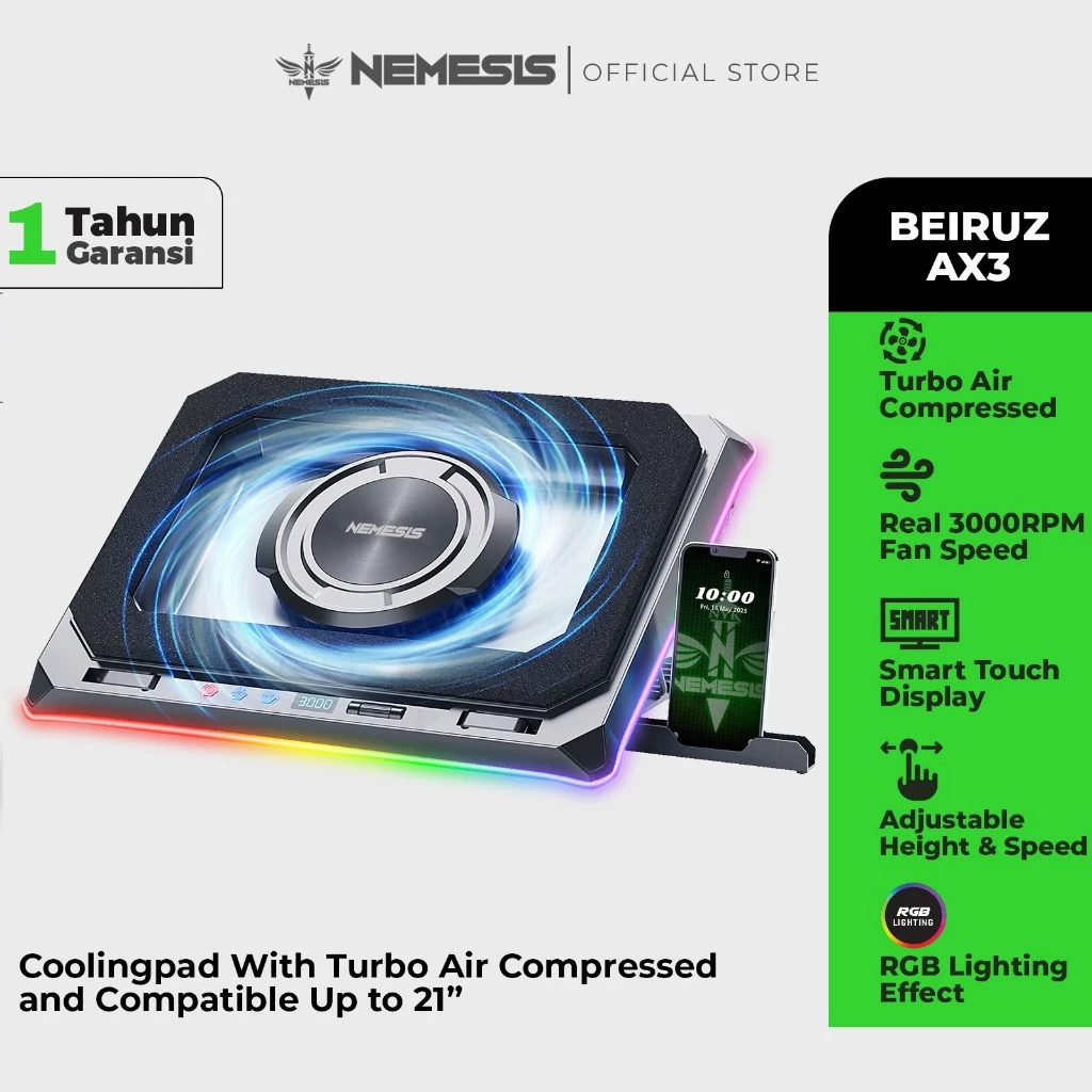 NEMESIS Coolingpad Turbo Compressed Air RGB with Plate Topper BEIRUZ AX3