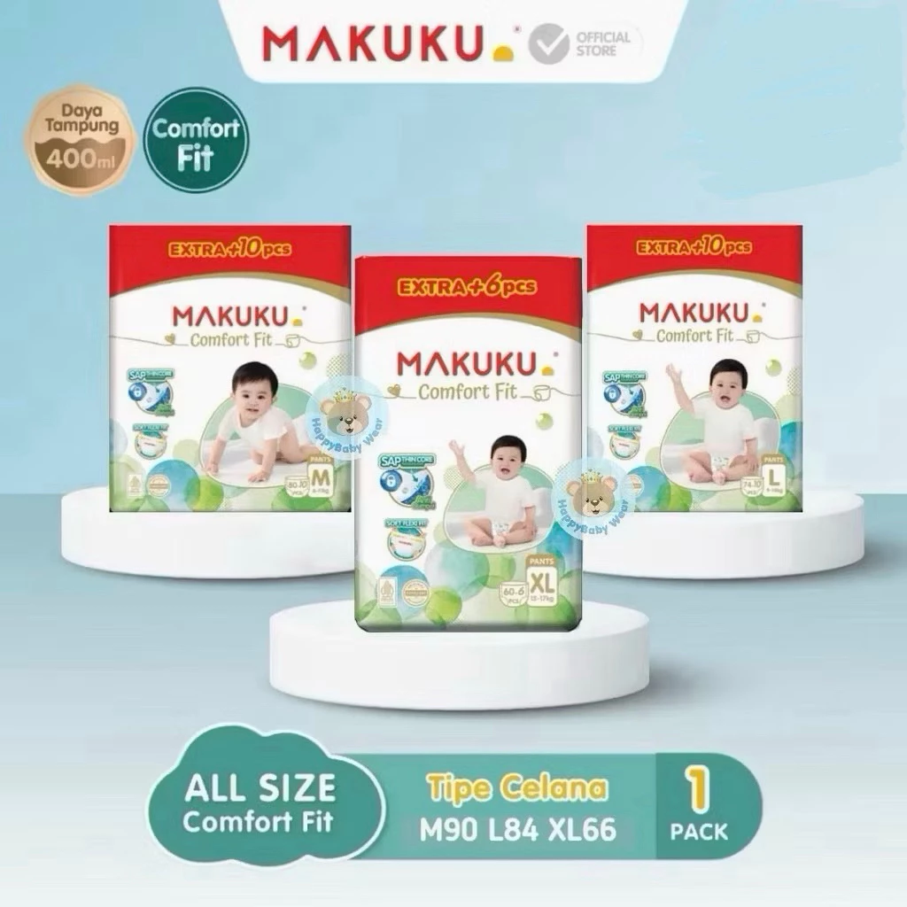MAKUKU Air Diaper Diapers Comfort Fit SAP Size M90 L84 XL66 M L XL Isi 90 84 66 Popok Celana Pant Pants Bayi Baby Promo Murah Anti Ruam Gumpal Termurah Original Murah Super Jumbo M80+10 80+10 80 + 10 L74+10 74+10 74 +10 XL60+6 60+6 60 +6 6 Mega Pack Pak