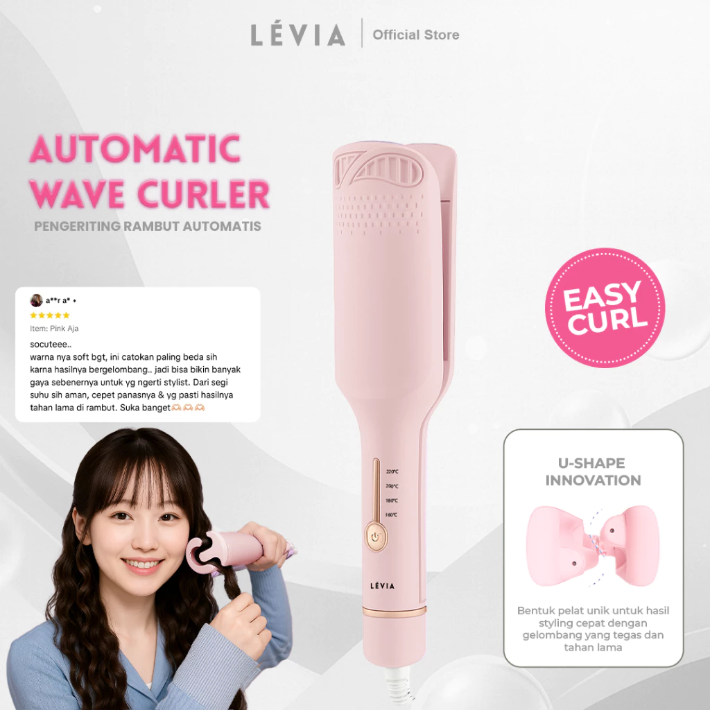 LEVIA- Catokan Keriting Mermaid Wave Hair Styler  Diameter 32mm Curly Wave Hair Style