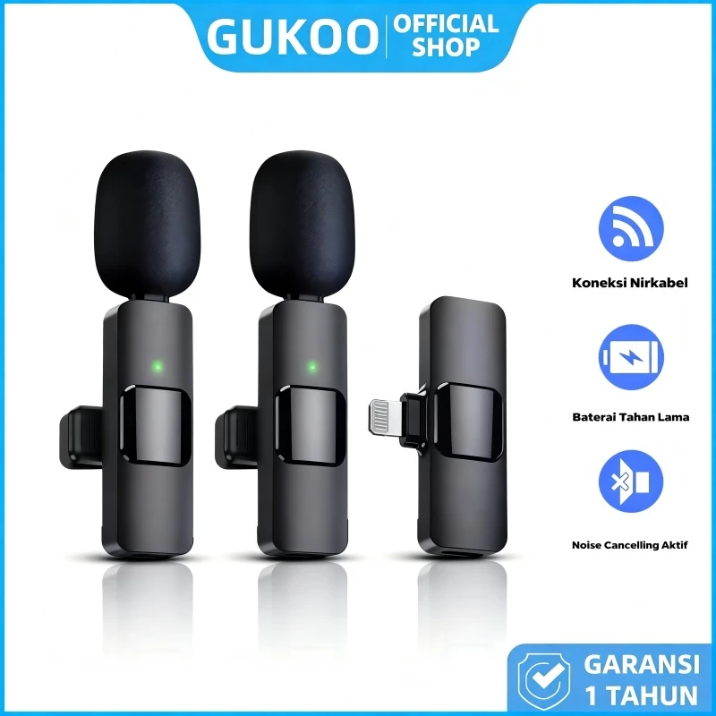 GUKOO 2-in-1 Mic Clip Type-C and Lightning 1 Mic untuk HP Android and iPhone