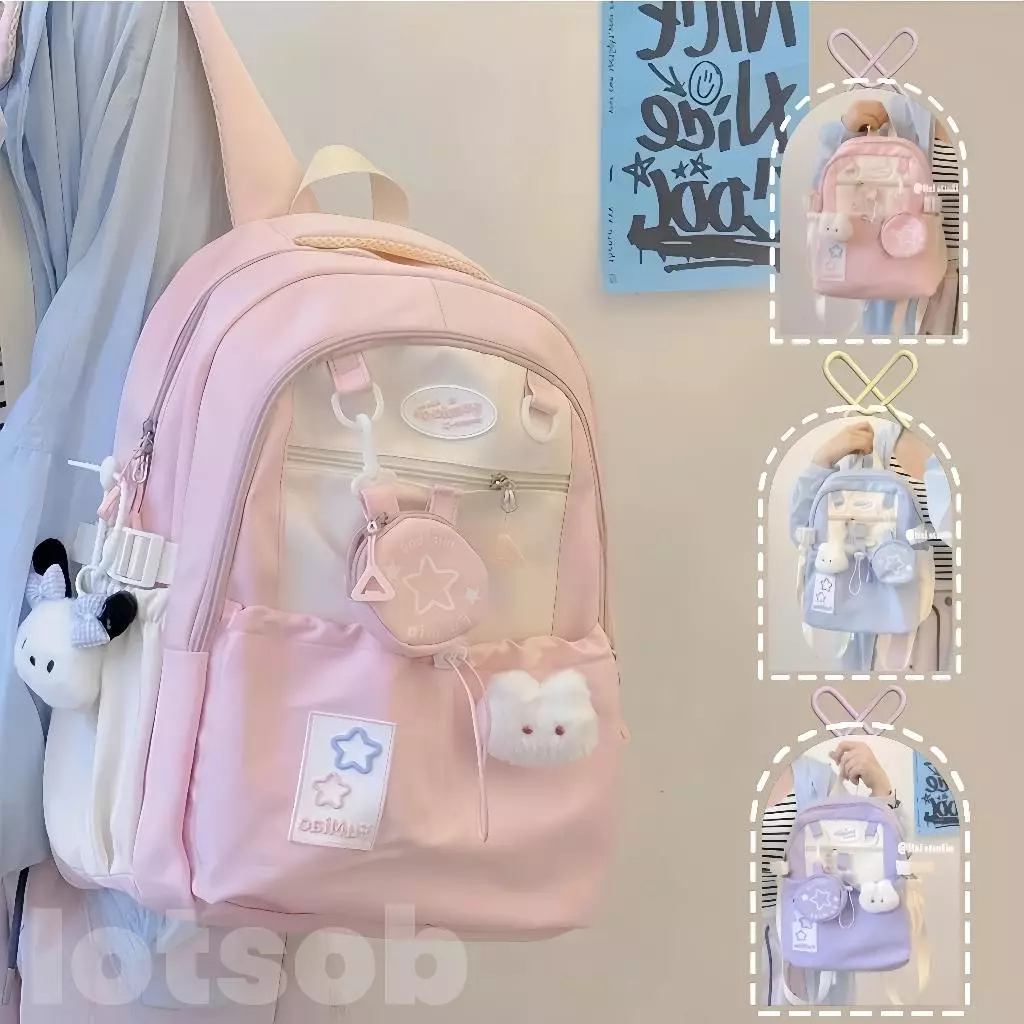 [Gratis Widget] Tas sekolah wanita lucu ransel serut siswa perempuan volume tinggi rasa desain serbaguna ransel perjalanan tas tahan air ins korea import fashion backpack tas ransel wanita lucu tas sekolah kecil wanita korea tas kecil wanita ransel lucu