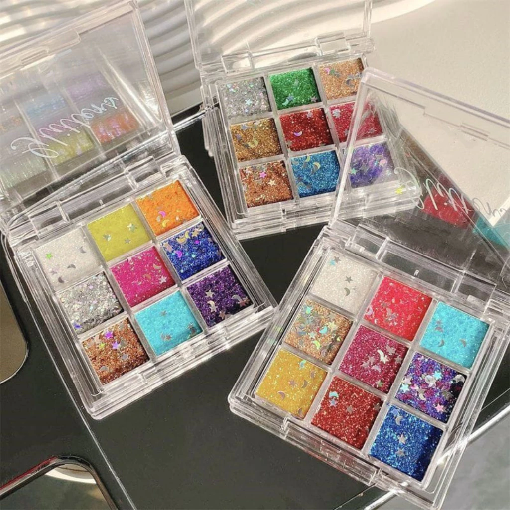 Eyeshadow Palette Rainbow Pops 9-in-1 Colors Gliterry and High Pigmented