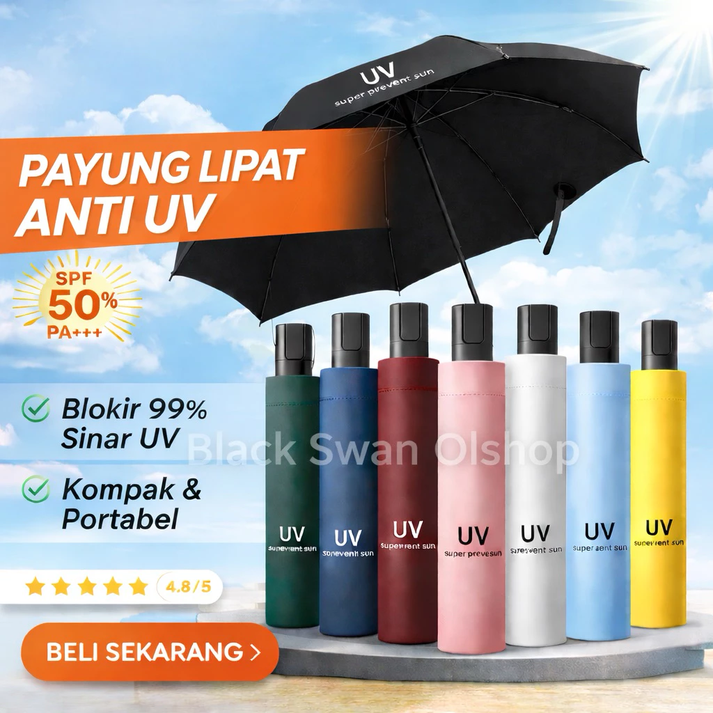 [BS] PAYUNG UV PAYUNG LIPAT BUAH ANTI SINAR MATAHARI DAN HUJAN
