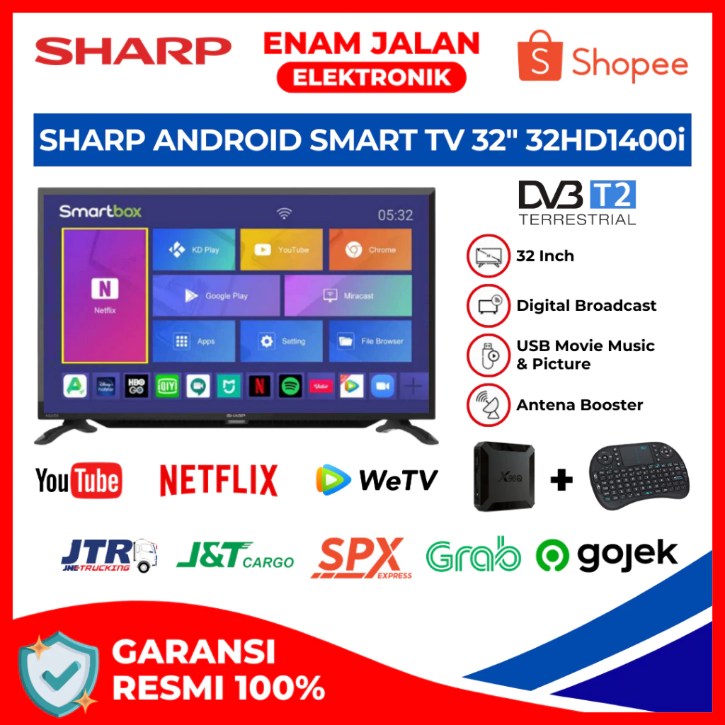 SHARP 32 Inch Android Smart TV HD Digital 32HD1400i
