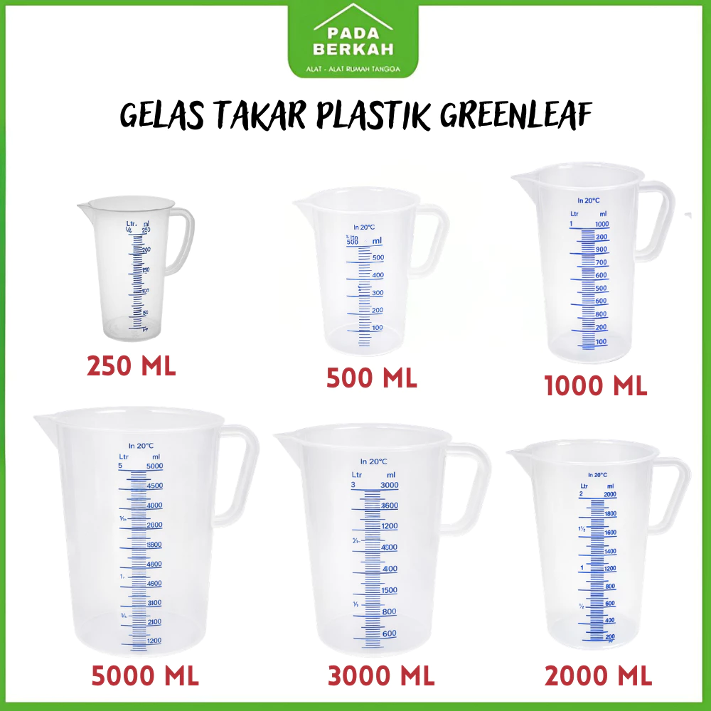 Gelas Takar Gelas Ukur Air Plastik / Takaran Gelas Measuring Cup Bening Mug Literan Air Teko Ukur Plastik Ukuran 250 500 1000 2000 3000 5000 ML BISA INSTAN
