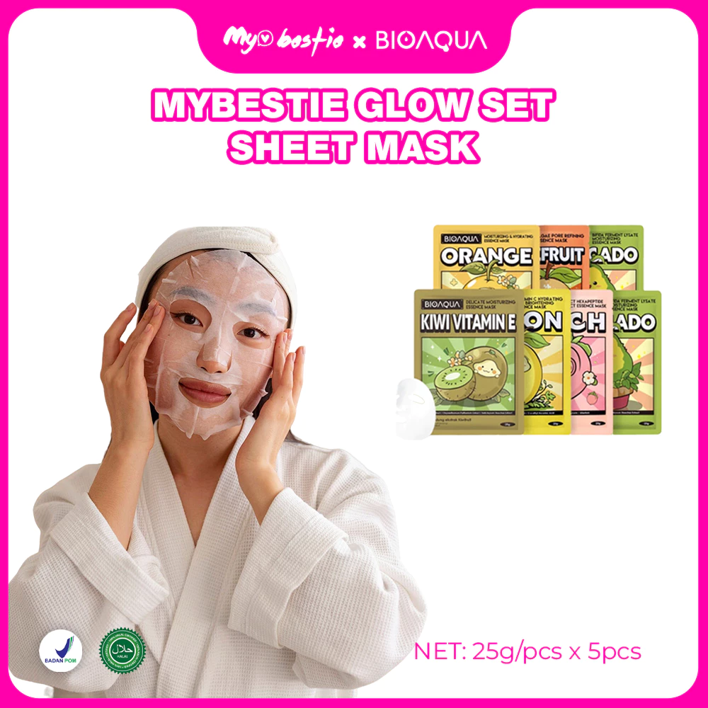 My Bestie Official - BIOAQUA 10X Fruit Essence Sheet Mask | Whitening & Moisturizing Face Mask | Masker Wajah Bioaqua Facial Treatment Wajah Bpom Sheetmask Bioaqua Fruity