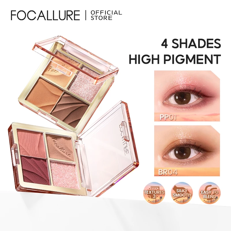 BPOM FOCALLURE Multi-Use Shimmer Eyeshadow Palette Powder #AmberGold