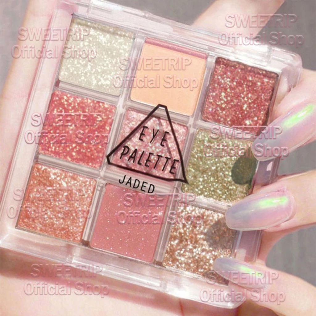 Eyeshadow 9 Warna Eyeshadow Palette Korean Palette Glitter Pigmented matte dan shimmer Waterproof Long Lasting Nuansa merah muda dan oranye Murah Eye Beauty Palet Makeup Lightweight Tahan Lama Glamour Sparkling Glitter Eyeshadow