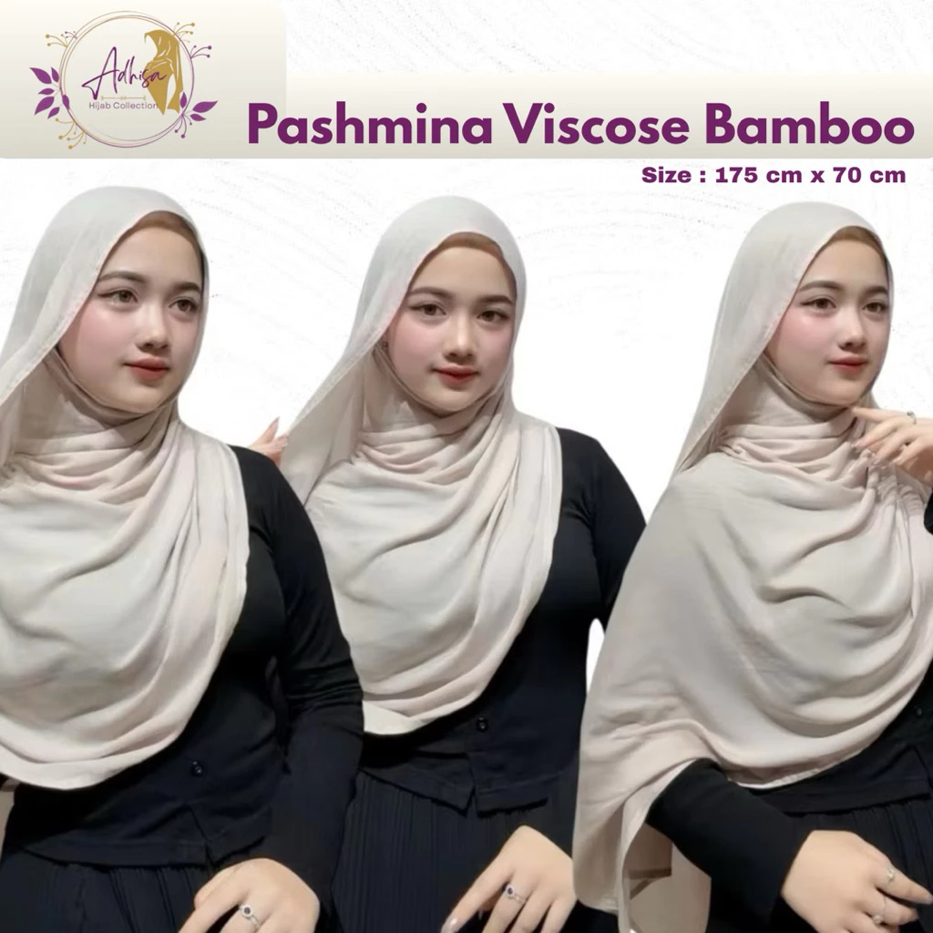 Pashmina Bamboo Syal Viscose Premium Shawl by Adhisa Hijab