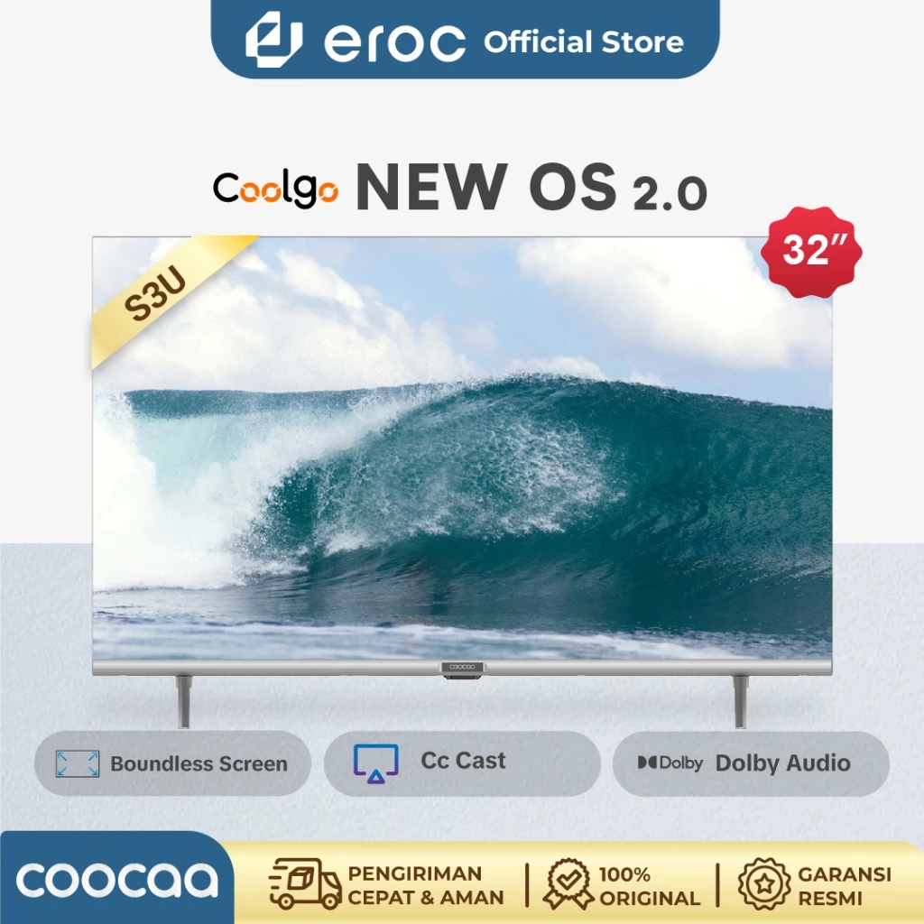 COOCAA 32 inch Digital Smart TV - OS Coolita - Digital TV - Wifi - Youtube (Model : Coocaa 32S3U & Tutu  IDTT32C01 )