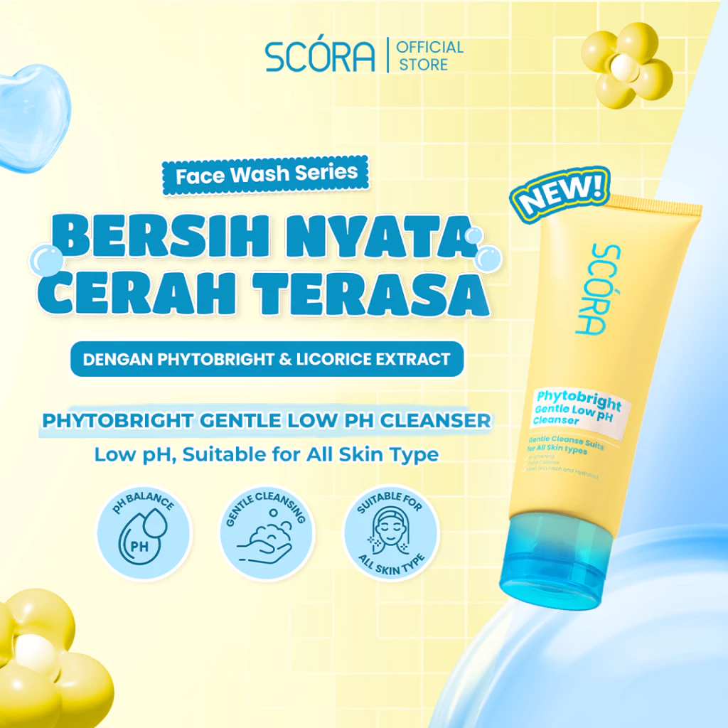 Scora Phytobright Gentle Low pH Cleanser 100ml | Sabun Muka Sabun Wajah Sensitif sabun mencerahkan Scora Official Store