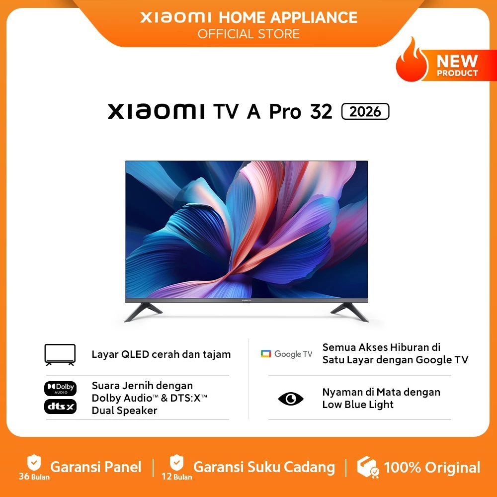 Xiaomi TV A Pro 32 2026 | Layar QLED cerah dan tajam |  Suara Jernih dengan Dolby Audio & DTS:X Dual Speaker | Nyaman di Mata dengan Low Blue Light | Semua Akses Hiburan di Satu Layar dengan Google TV  | Smart TV [Xiaomi Official Store]