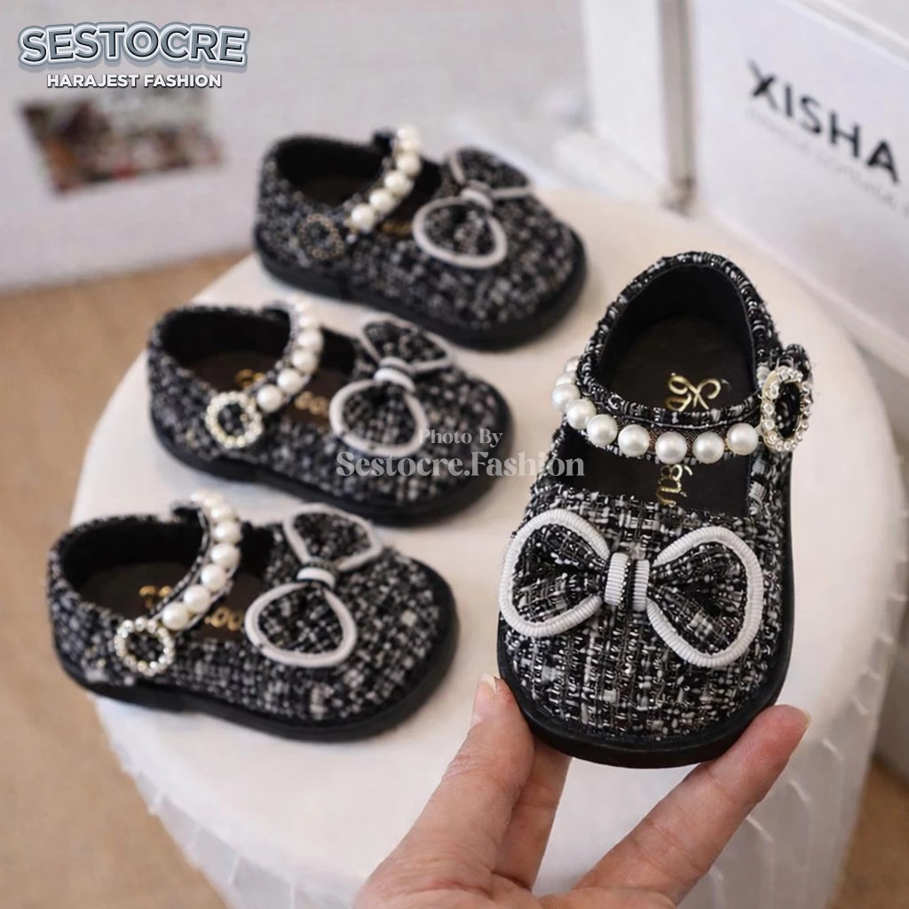 Sepatu Bayi Perempuan Pita Mutiara Usia 0 - 12 Bulan Slip On Baby Girl Shoes Prewalker Sepatu Bayi Anti Slip Pita Lucu Kekinian SoftSole Nyaman Ringan - SHF