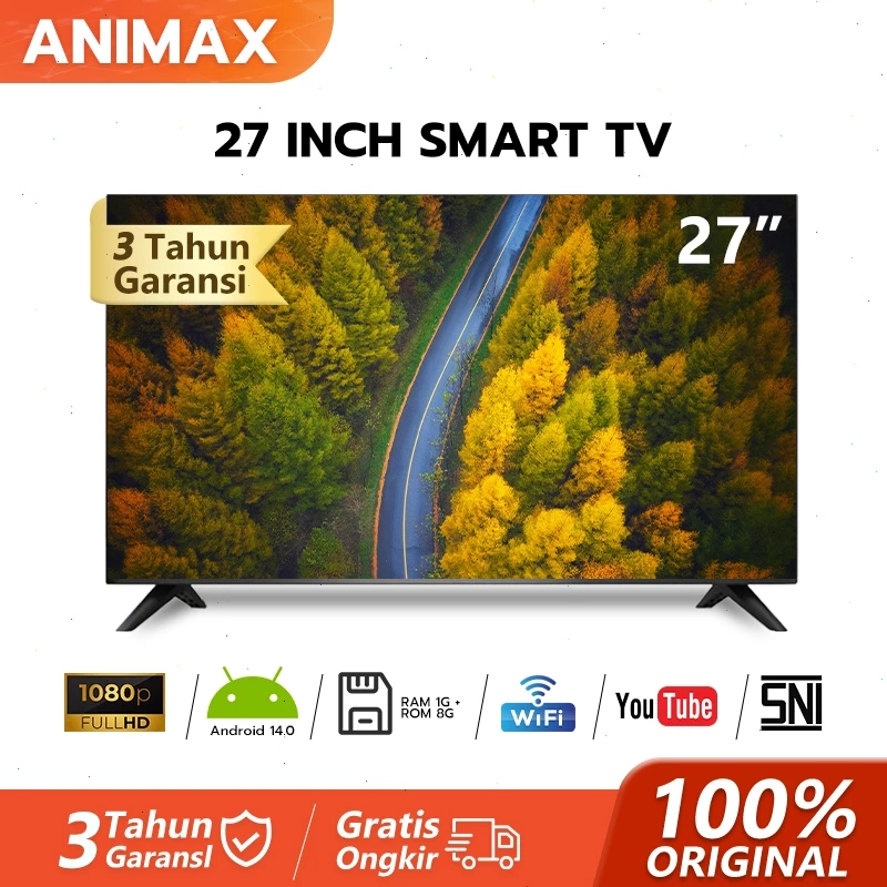 ANIMAX Smart TV Digital 27 inch 30 inch Android TV LED 21/22/24/25/27/30 Inch Digital TV LED 1080 FHD WIFI-Web Browser