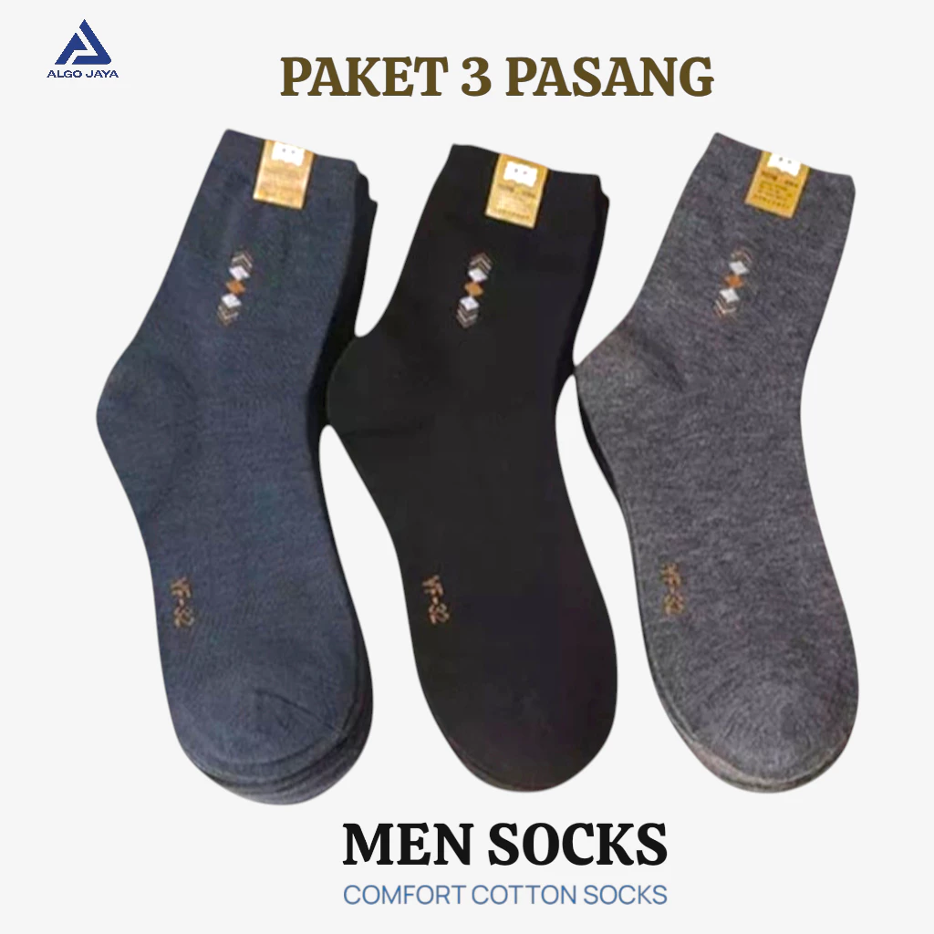 Paket 3 Pasang, Kaos Kaki Kerja Pria Dewasa Pendek Dibawah Betis Motif Kantor Allsize 37-43