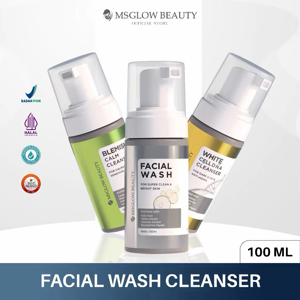 MS GLOW FACIAL WASH - SABUN WAJAH - MENCERAHKAN - PEMBERSIH WAJAH - SUPER CLEAN - SABUN JERAWAT - SABUN FLEK 100ml